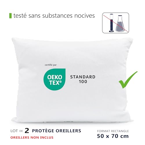 Oeillers Twilleie Protégés Lot de 2 Imperméables 50x70 cm - Qualité Supérieure Oeko-TEX certifié - Aegis Hypoallergéniqu