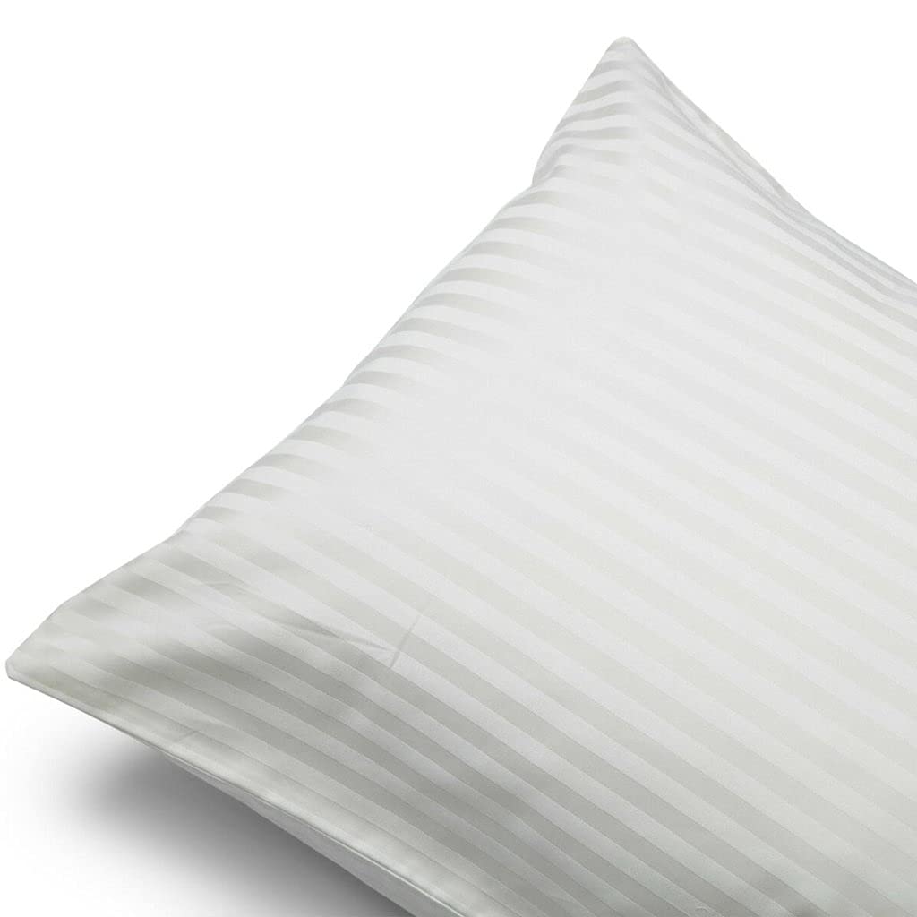Taie d'oreiller Oxford de luxe hôtelier 100 % coton égyptien satiné rayé 250 fils (blanc)