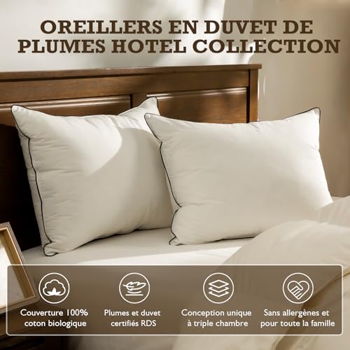  oreiller en duvet 50x70 | qualité supérieure | sommeil comfort