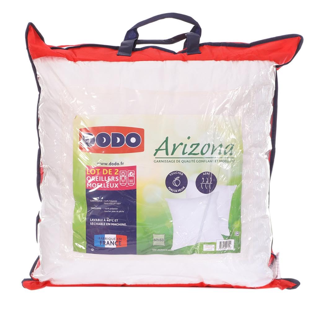 DODO | Oreillers Ultra Doux 60x60 Confort Moelleux | Adultes | Lit | Circulation de l'Air et Gonflant | Fabriqué en Fran