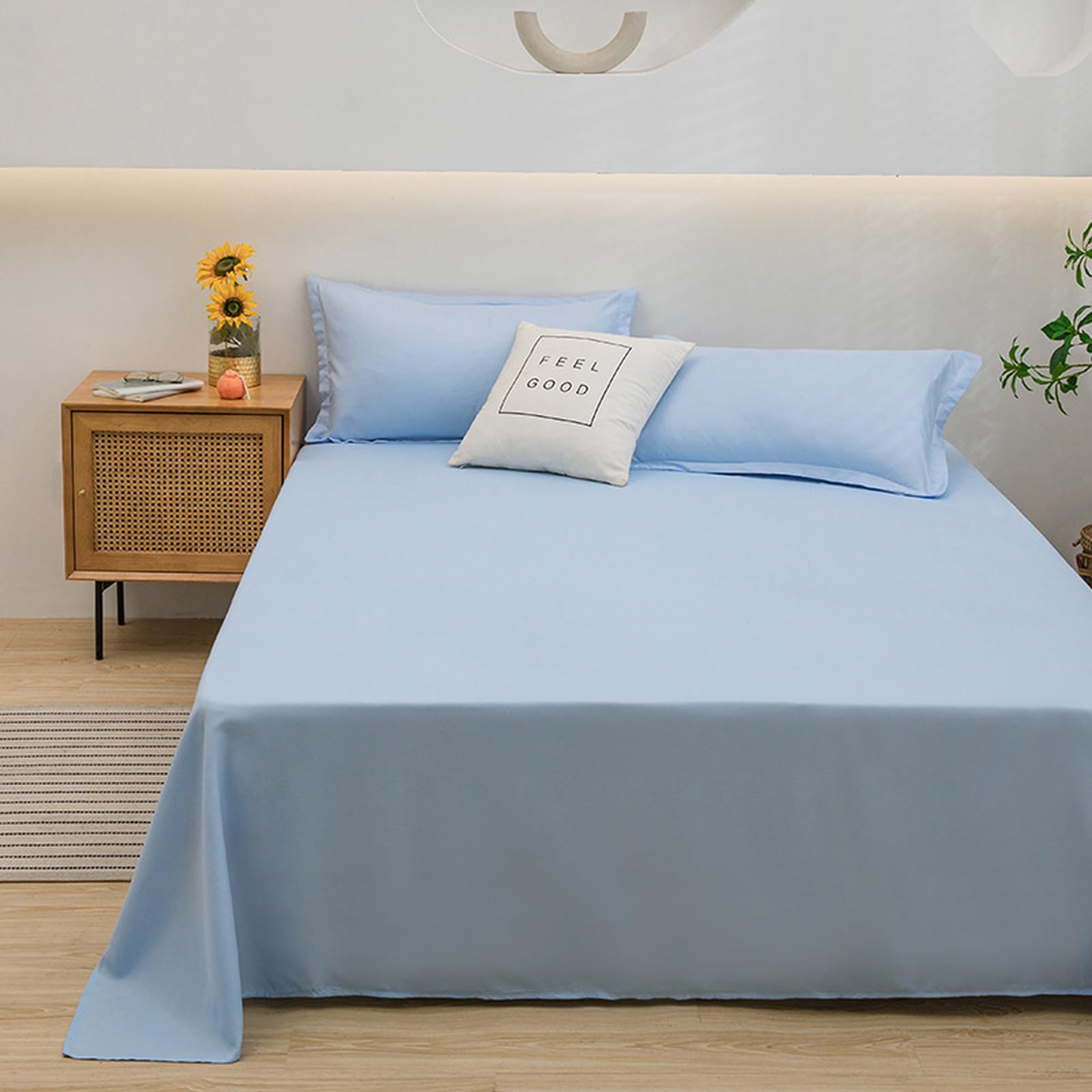 Parure de lit luxueuse en coton 100% 180 x 230 cm pour qualité hôtelière douce et respirante Bleu ciel