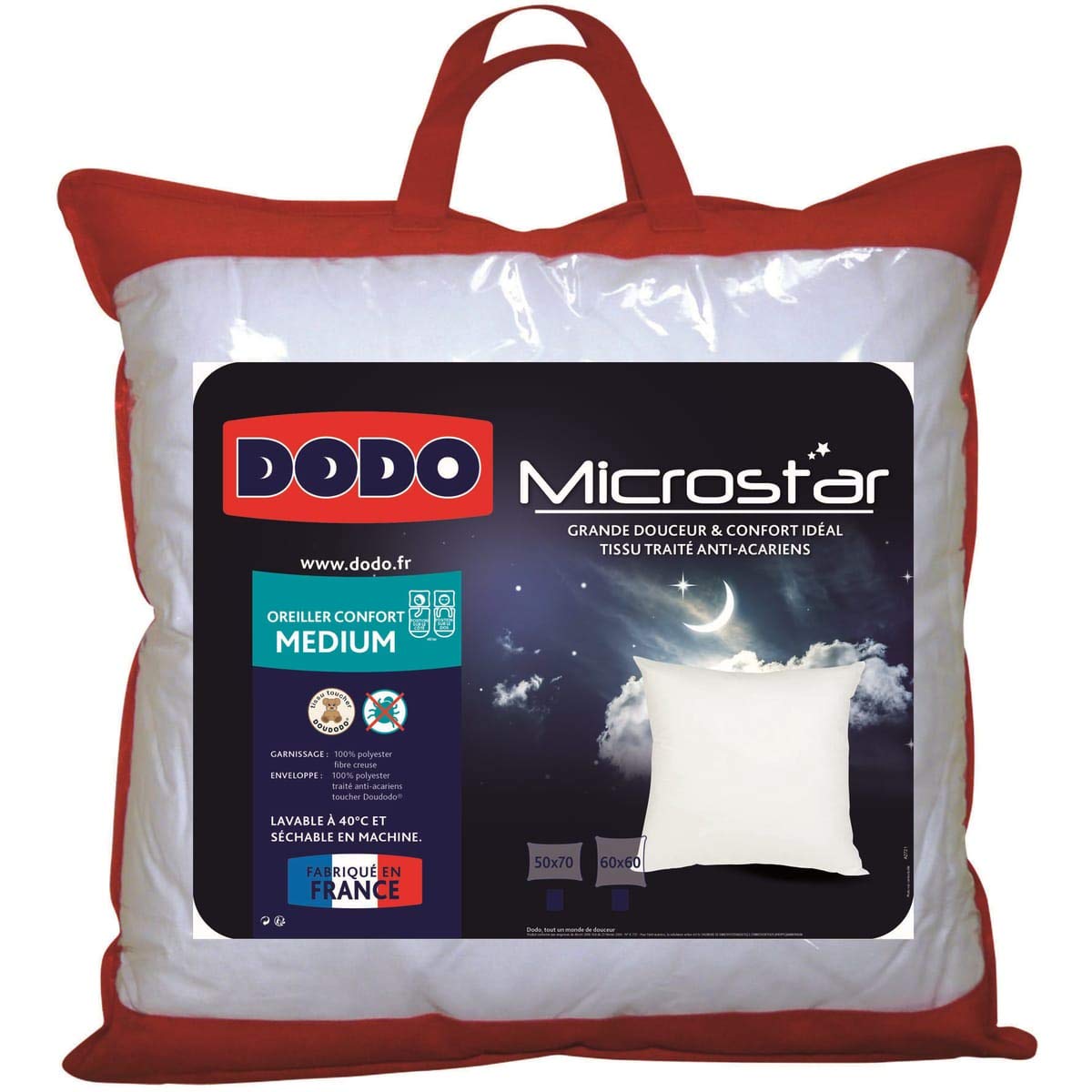 UNIVERSDECOR Lot de 2 oreillers microstar Dodo Anti-Acariens Blanc Usage Dormeuse Étendues