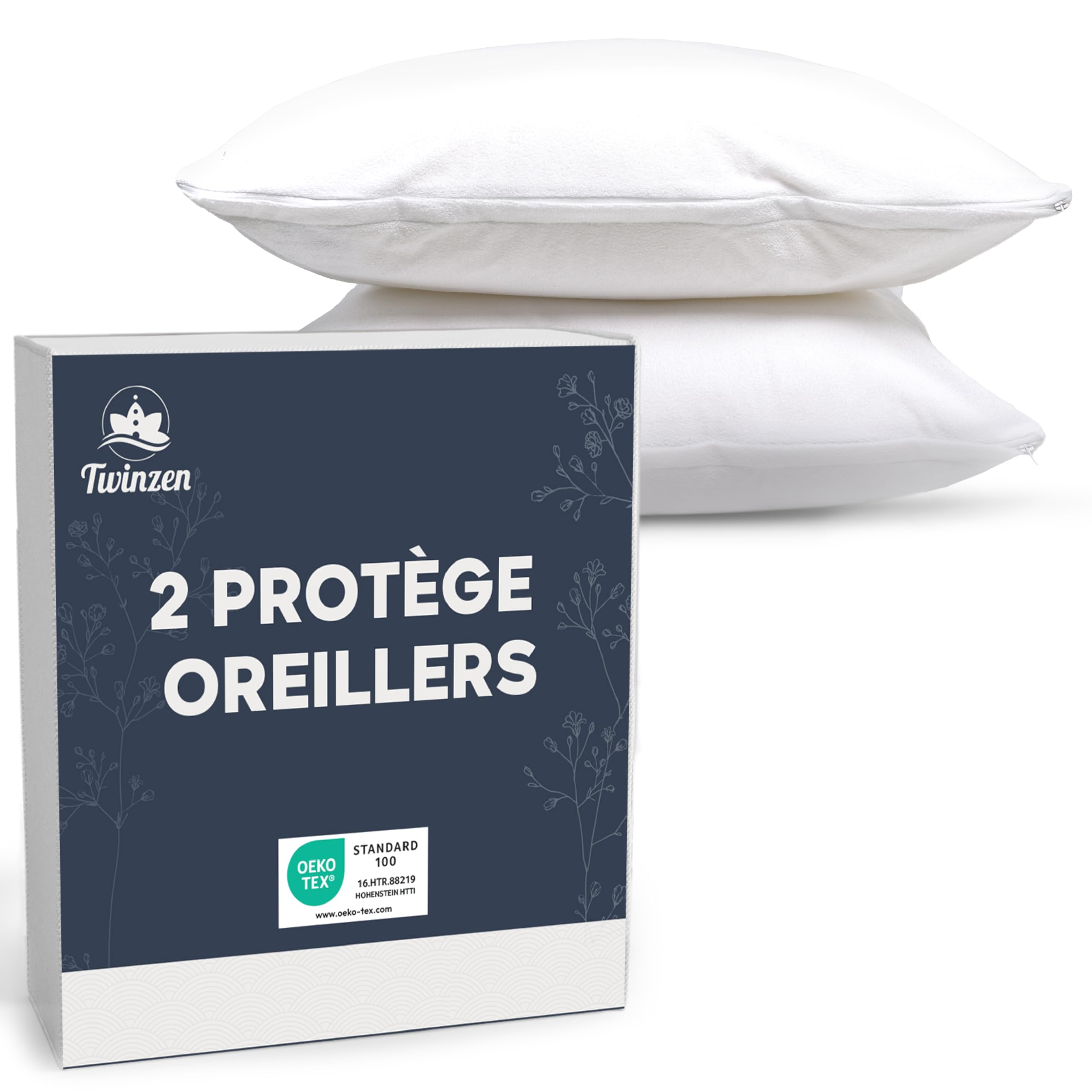Pillow Protector 50x70" - Lot de 2 Housse d'Oreiller Anti-Accident Imperméable avec Fermeture Zip - Certifié OEKO-TEX® S