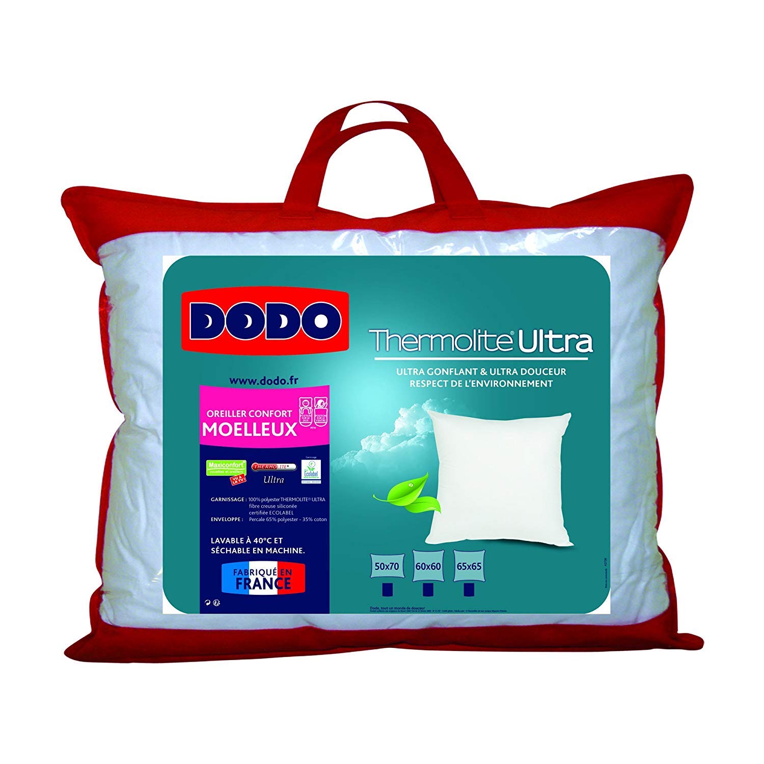DODO | Oreiller Ultra Gonflant 60x60 | Confort Moelleux et Doux et Fibre Recyclée | Idéal pour une Bonne Night de Sommei